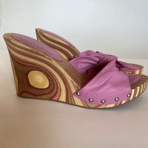 Retro Vintage Fornarina Wooden and leather platforms size 10 - 10.5 (41) - Picture 2 of 3